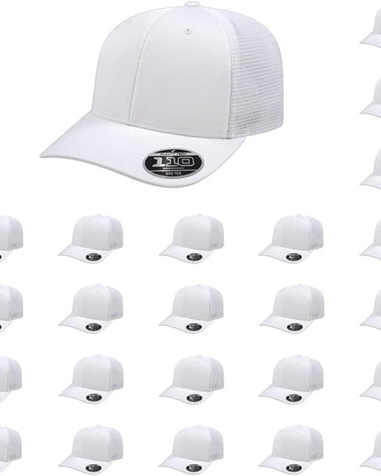 Cap America i8502 Flexfit 110 Premium Mid Profile 6-Panel Mesh Back Trucker Cap Hat w/UV Guard & Adjustable Snapback