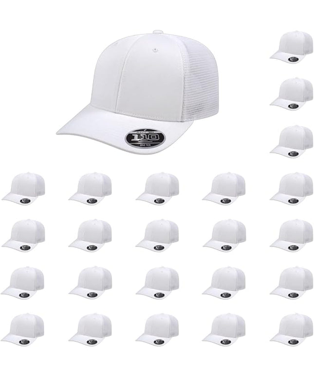 Cap America i8502 Flexfit 110 Premium Mid Profile 6-Panel Mesh Back Trucker Cap Hat w/UV Guard & Adjustable Snapback