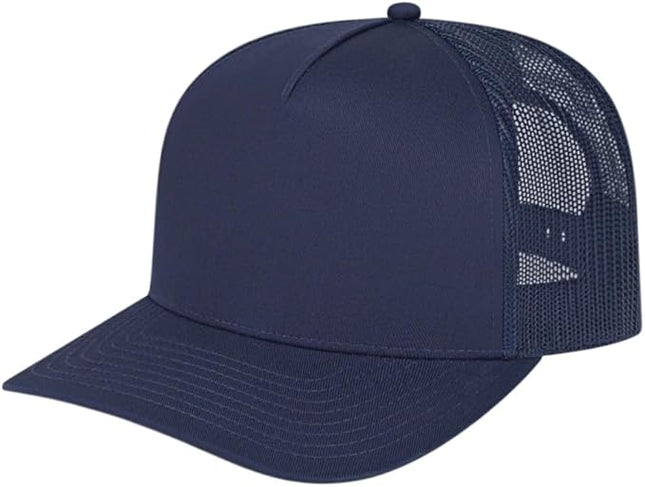 Cap America i3039 Classic 5 Panel Mid Profile Structured Trucker Mesh Back Cap w/ & Adjustable Snapback