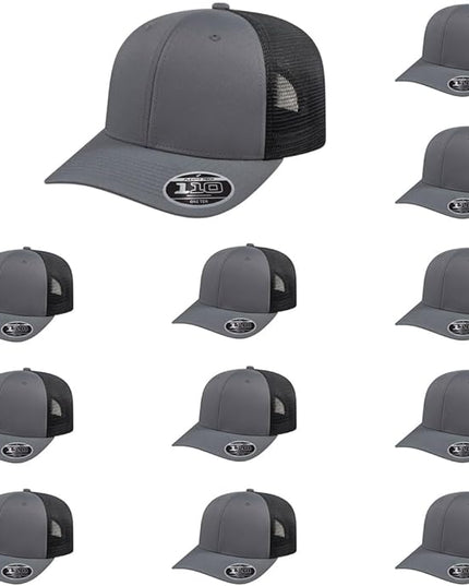 Cap America i8502 Flexfit 110 Premium Mid Profile 6-Panel Mesh Back Trucker Cap Hat w/UV Guard & Adjustable Snapback