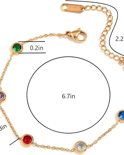 DASIQI Zirconia Tennis Bracelet for Women Hypoallergenic Gold Silver Titanium Steel Chains with Rainbow Stones, Pavé Sparkle | Everyday Luxury