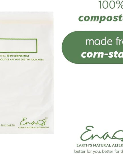 100% Compostable Food Storage Bags [Quart 100 Pack] Eco-Friendly Freezer Bags, Resealable Bags, Heavy-Duty, Reusable, Off-White by Earth's Natural Alternative