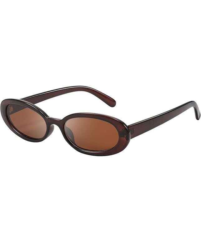 DANAMY Sunglasses Womens Retro Oval Sunglasses for Women Men Fashion Small Oval Sun Glasses 90s Vintage Driving Shades