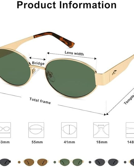 SOJOS Retro Oval Sunglasses for Women Trendy Classic Shades UV400 Protection SJ1256