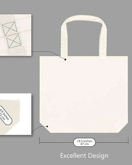 TOPDesign 1-Pack Super Strong Large 12oz Cotton Canvas Tote Bag, Reusable Grocery Shopping Cloth Bag, Fashionable Two-Tone Totes for Crafts, DIY Your Creative Designs