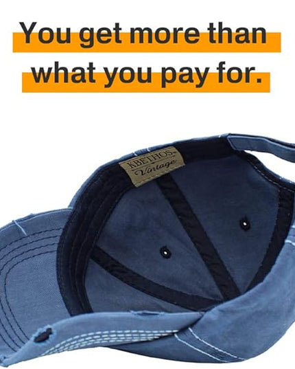 KBETHOS Vintage Washed Distressed Cotton Dad Hat Baseball Cap Adjustable Polo Trucker Unisex Style Headwear