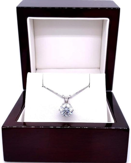 1/2 to 3 1/2 Carat Round Moissanite Solitaire Pendant Necklace in 14k Gold (H-I, cttw) 4-Prong 16 to 18 Inch Adjustable Chain Spring Ring by Diamond Wish
