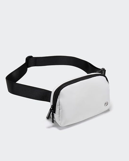 Pander Two Way Zipper Fanny Pack Nylon Everywhere Belt Bag for Women, Water Repellent Waist Packs, Crossbody Bags with Adjustable Strap (White).