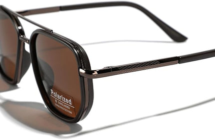 Polarized TR90 Sunglasses Vintage Square Flattop Sun Glasses Double Bridge Metal UV400 Eyewears