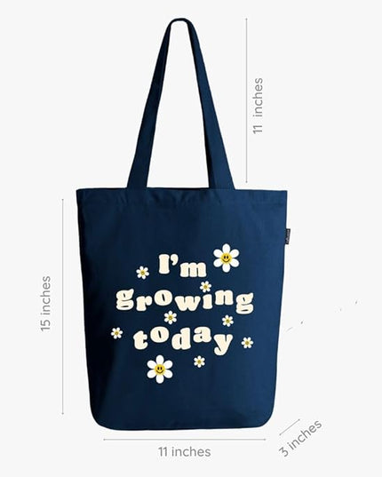 Ecoright Tote Bag for Women with Zipper, Small Tote Bag, Canvas Bag, Reusable Cotton Bag for Beach, Grocery, School & Work