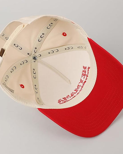 MIRMARU Two-Tone Vintage Canvas Trucker Hats for Men & Women, Adjustable Size Baseball Caps with Trendy Embroidered Design