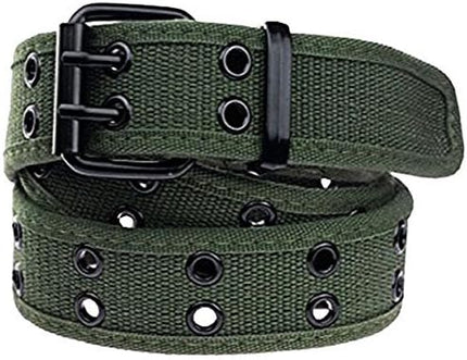 moonsix Canvas Web Belts for Men,Solid Color Casual Double Hole Grommet Belt