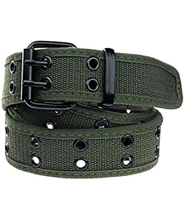 moonsix Canvas Web Belts for Men,Solid Color Casual Double Hole Grommet Belt