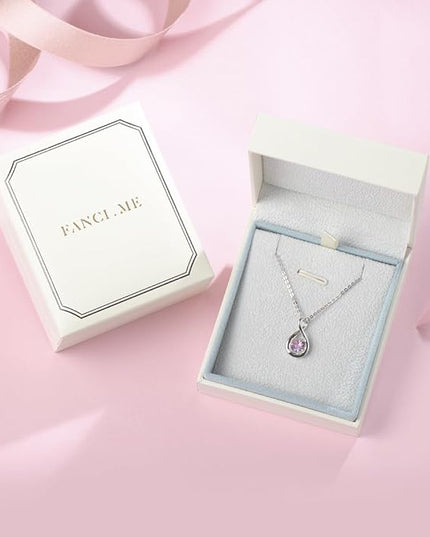 FANCIME Birthstone Necklaces for Women Fine Jewelry Sterling Silver Dainty Infinity Pendant Anniversary Birthday Christmas Gifts for Her Wife Mom Lady Daughter, Chain 16"+2" Extend