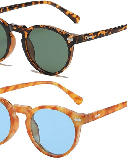 Gleyemor Vintage Polarized Sunglasses for Men Round Sunglasses UV400 Protection Retro Hand-crafted Acetate Frame