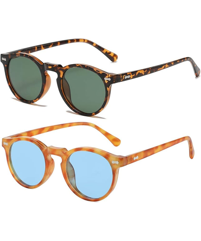 Gleyemor Vintage Polarized Sunglasses for Men Round Sunglasses UV400 Protection Retro Hand-crafted Acetate Frame