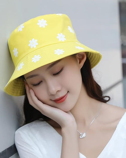 XYIYI Cute Bucket Hat Beach Fisherman Hats for Women, Reversible Double-Side-Wear