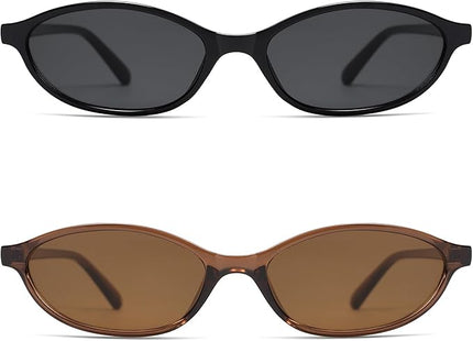 Retro Oval Cat Eye Sunglasses for Women Y2k Trendy Narrow Sunnies Designer Sun Glasses AR82253