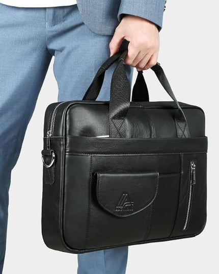 Genuine Leather Business Briefcase Laptop Handbag, Crossbody, Premium Quality, Spacious Design, Versatile Carrying Options