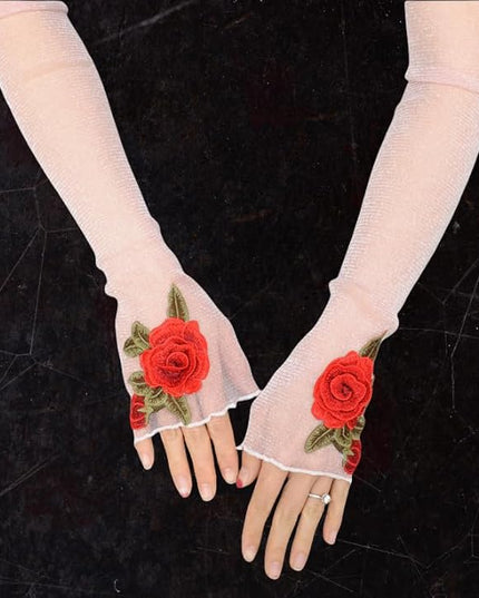 Specell Embroidered Flowers Lace Fingerless Gloves - for Bridal Wedding Cocktail Tea Party Evening Prom Costumes Cosplay