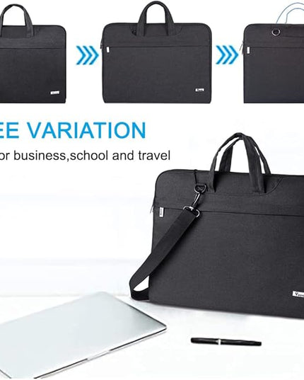 Voova Laptop Bag 13 14 Inch, Waterproof Computer Sleeve Carrying Case with Shoulder Straps & Handle Compatible with Macbook Air 13 M2/M3/M4, MacBook Pro 13/14, HP Dell Lenovo Chromebook 14, Black