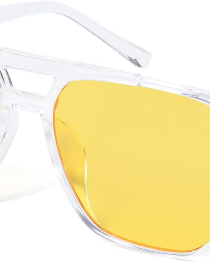 FEISEDY Retro Square Aviator Sunglasses Women Men 70s Vintage Trendy Plastic Frame Sun Glasses B2835
