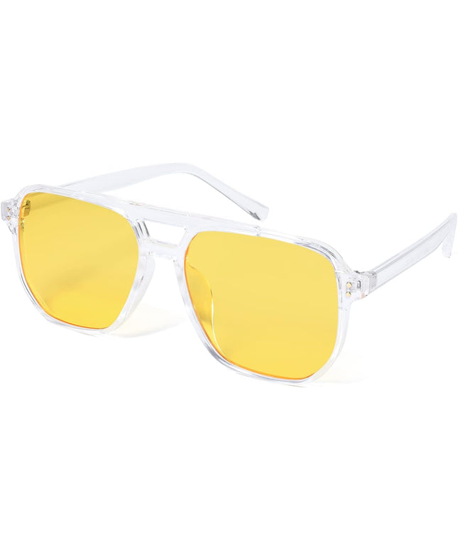 FEISEDY Retro Square Aviator Sunglasses Women Men 70s Vintage Trendy Plastic Frame Sun Glasses B2835