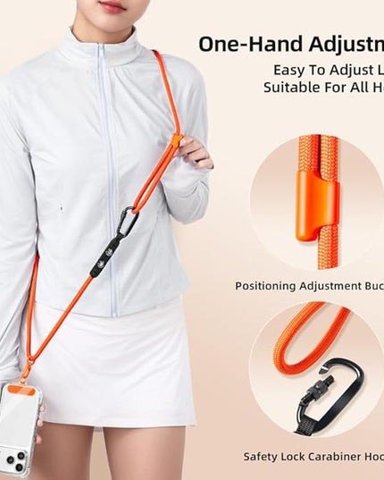 Phone Lanyard Phone Strap Crossbody with Hanging Loops 2 Tabs Adjustable Anti Theft for iPhone 17 Pro Max 16 All Phones Skin-Friendly Universal Cell Phone Neck Lanyard for Daily Outdoor Black
