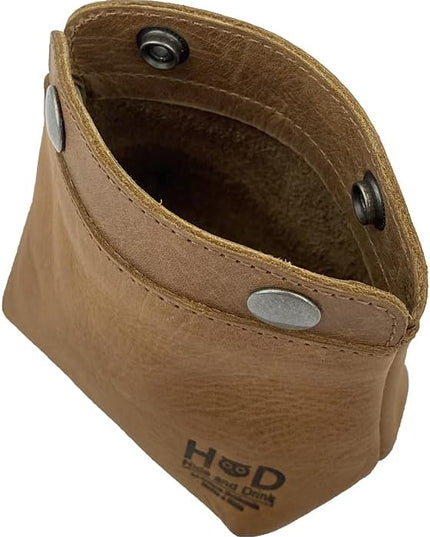 Hide & Drink, Leather Double Snap Pouch, Coin Purse, Cash & Card Holder, Cable Organizer, Makeup, Handmade Includes 101 Year Warranty (Single Malt Mahogany)