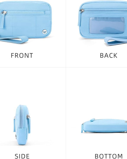 WESTBRONCO Wristlet Wallets for Women Nylon Quilted RFID Wallet with 3 Zipper Purse for Travel