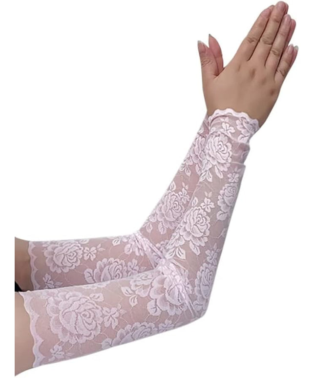 Women's Short Lace Gloves Fingerless for Driving Wedding Wrist Length Bridal Prom Gloves