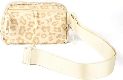 C.C Belt Bag for Women – Quilted Fanny Pack Crossbody Waist Bag with Adjustable Strap, Fashion Gift Idea (Leopard Pattern - beige)