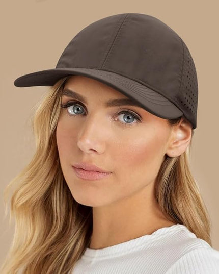 Xinveen Quick Dry Baseball Cap Curved Brim Snapback Hat Laser Cut Mesh Ball Cap Golf Ball Cap for Men Women
