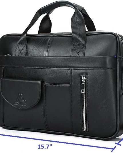Genuine Leather Business Briefcase Laptop Handbag, Crossbody, Premium Quality, Spacious Design, Versatile Carrying Options