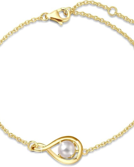 FANCIME Love Bracelet 925 Sterling Silver Infinity Birthstone Bracelets for Women Fine Jewelry Birthday Christmas Gifts for Her Mom Wife, Chain Length 6.7"+1.2" Extend