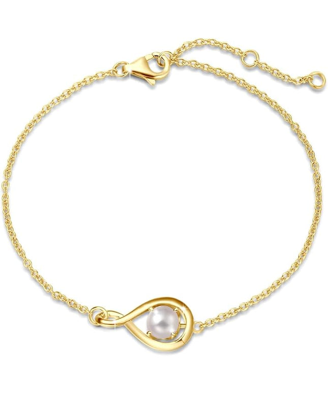 FANCIME Love Bracelet 925 Sterling Silver Infinity Birthstone Bracelets for Women Fine Jewelry Birthday Christmas Gifts for Her Mom Wife, Chain Length 6.7"+1.2" Extend