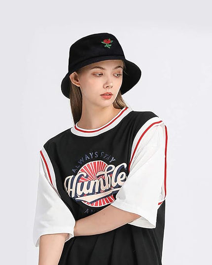 XYIYI Fashion Embroidery Bucket Hat Cotton Beach Fisherman Hats for Women Girls