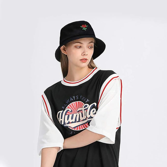 XYIYI Fashion Embroidery Bucket Hat Cotton Beach Fisherman Hats for Women Girls