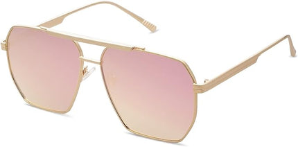 SOJOS Retro Oversized Square Polarized Sunglasses for Women Men Vintage Shades Classic Large Metal Sun Glasses