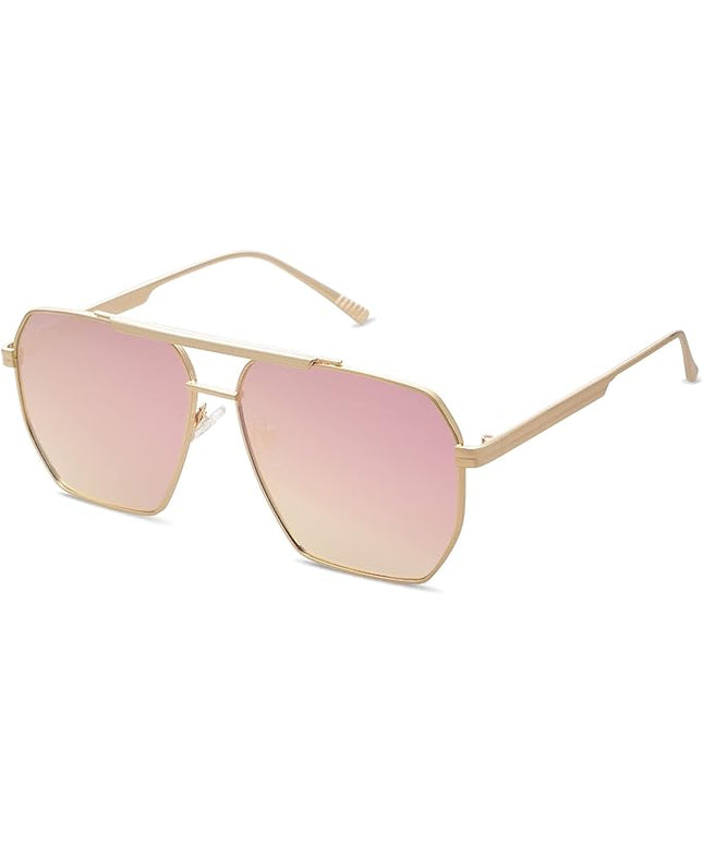 SOJOS Retro Oversized Square Polarized Sunglasses for Women Men Vintage Shades Classic Large Metal Sun Glasses