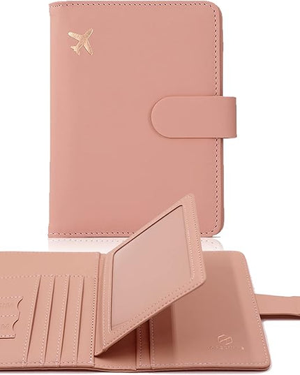 Melsbrinna Rfid Passport Holder for Travel women/Men, Cute Passport Wallet Rfid Blocking Card Slots, Rfid Passport Cover/CaseTravel Wallet, Passport Book Holder (1, Pink)