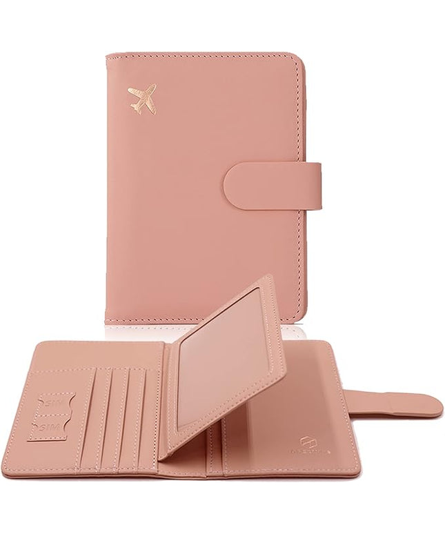 Melsbrinna Rfid Passport Holder for Travel women/Men, Cute Passport Wallet Rfid Blocking Card Slots, Rfid Passport Cover/CaseTravel Wallet, Passport Book Holder (1, Pink)