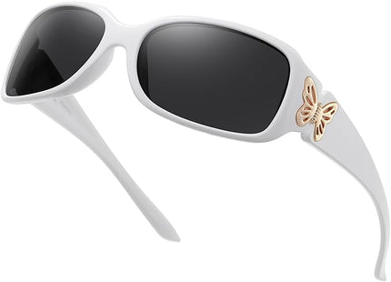 HAOLOTA Women's Polarized Sunglasses - Fashionable Wraparound Butterfly Design with UV400 Protection