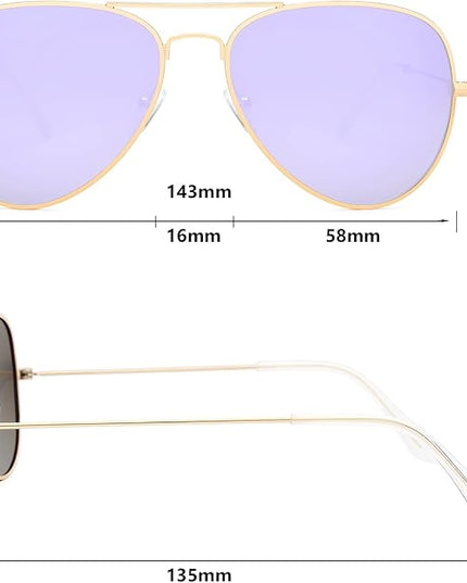 livho Sunglasses for Men Women Aviator Polarized Metal Mirror UV 400 Lens Protection (Gold Lilac)