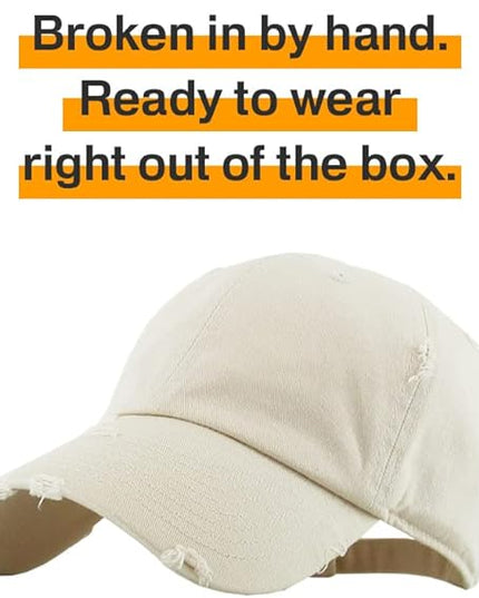 KBETHOS Vintage Washed Distressed Cotton Dad Hat Baseball Cap Adjustable Polo Trucker Unisex Style Headwear