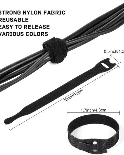OneLeaf 120PCS Cord Organizer 6in Cable Ties Reusable with Hook and Loop, Colorful Fastening Cord Ties Wire Management for Home, Office, Data Centers, and Electronics, 5 colors