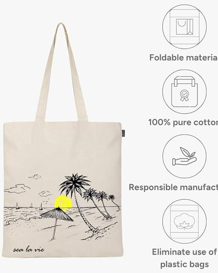 Eco Right Tote Bag for Women, Reusable Grocery Bag, Canvas Tote Bag for Shopping, Cotton Bag for Daily Use, Gifts for Women