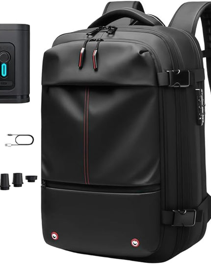 Travel Anti-theft Backpack,Vacuum Seal Bag wIth Air Pump,60L Expandable Air Compression with TSA Lock,BLACK