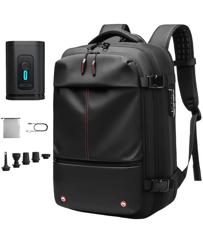 Travel Anti-theft Backpack,Vacuum Seal Bag wIth Air Pump,60L Expandable Air Compression with TSA Lock,BLACK