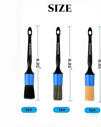 3pcs Car Detailing Brush Set-1pcs Boars Hair Car Detailing Brushes,1pcs Ultra Soft No Scratch Detailing Brush for Air Vent,Leather Seat 1pcs auto Detail Brushes for Interior Exterior(Blue)